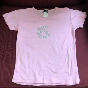 A WISH pink bejeweled “6” T-shirt, birthday